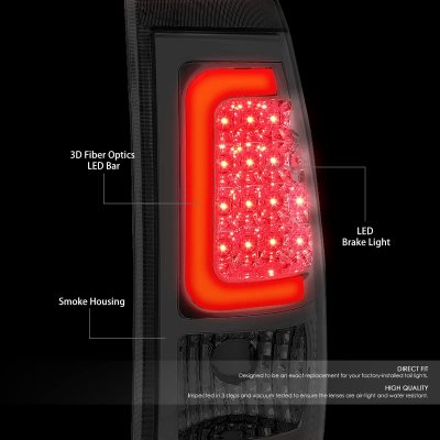 GMC Sierra 2500HD 2001-2006 Smoked LED Tail Lights Red Tube