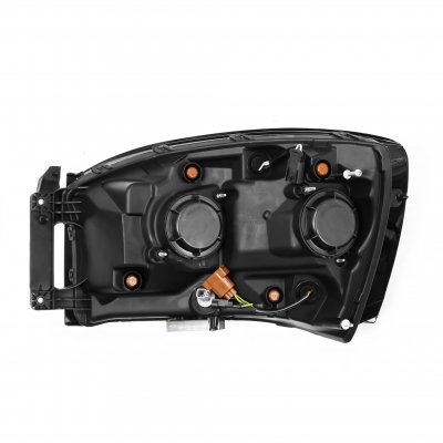 Dodge Ram 2006-2008 Glossy Black Smoked LED Quad Projector Headlights DRL Dynamic Signal