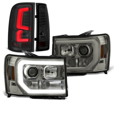 GMC Sierra 2500HD 2007-2014 Smoked DRL Projector Headlights LED Tail Lights