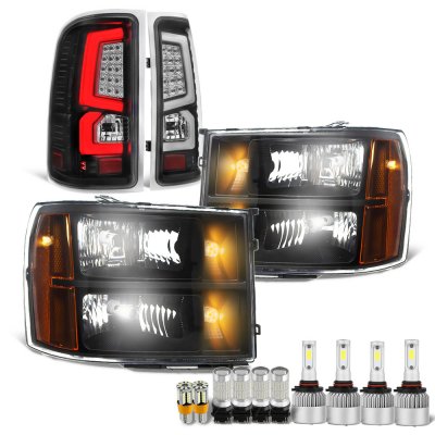 GMC Sierra Denali 2007-2013 Black LED Bulbs Headlights LED Tail Lights