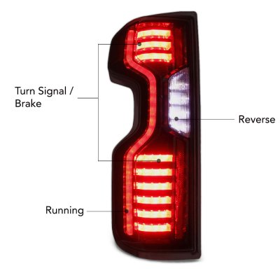 Chevy Silverado 1500 2019-2024 Black Smoked Custom LED Tail Lights