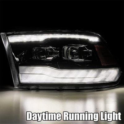 Dodge Ram 2009-2018 5th Gen Glossy Black Smoked Projector Headlights LED DRL Dynamic Signal