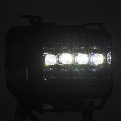 GMC Sierra 1500 2014-2015 Glossy Black Smoked LED Quad Projector Headlights DRL Dynamic Signal Activation