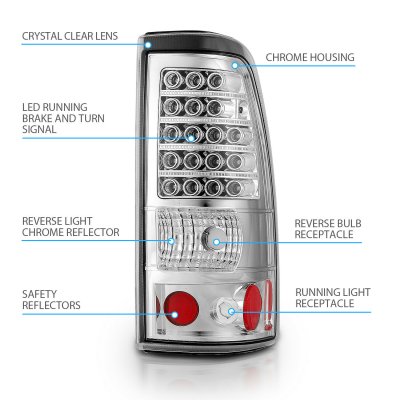 Chevy Silverado 3500 2004-2006 LED Tail Lights Chrome