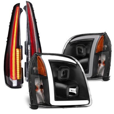 GMC Yukon Denali 2007-2014 Black DRL Projector Headlights Full LED Tail Lights Conversion