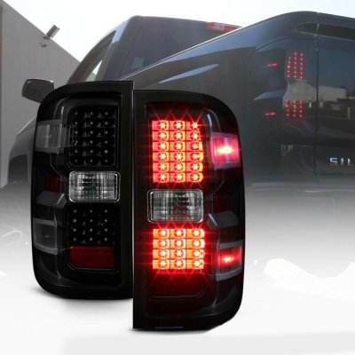 Chevy Silverado 2500HD 2015-2019 Black Smoked LED Tail Lights