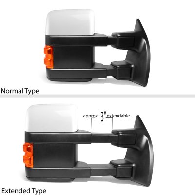 Ford F550 Super Duty 2008-2016 White Towing Mirrors Power Heated Signal Lights