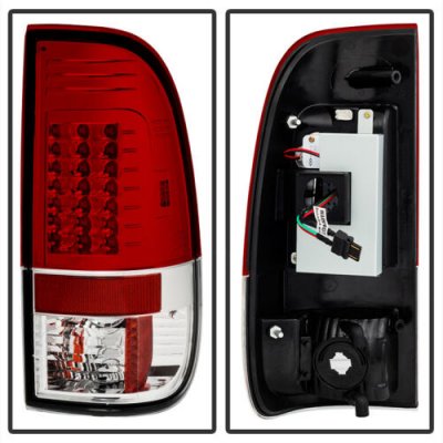 Ford F550 Super Duty 2008-2014 Red and Clear LED Tail Lights