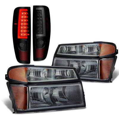 Chevy Colorado 2004-2012 Smoked Headlights Set Tube LED Tail LIghts