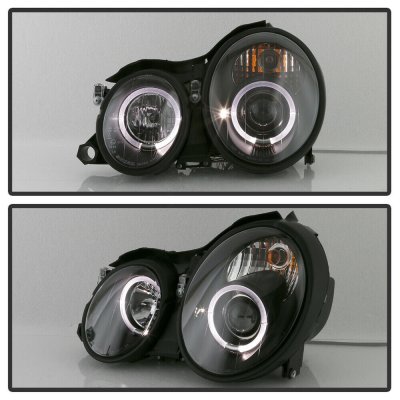 Mercedes Benz CLK 1998-2002 Black Dual Halo Projector Headlights