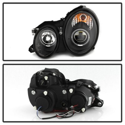 Mercedes Benz CLK 1998-2002 Black Dual Halo Projector Headlights