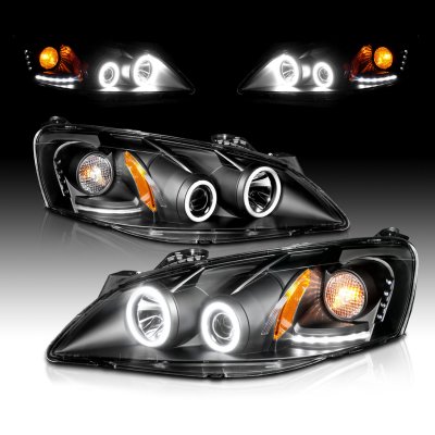 Carpartsinnovate Black Projector Headlights For Pontiac G6 2005-2010 – W/ LED Strip