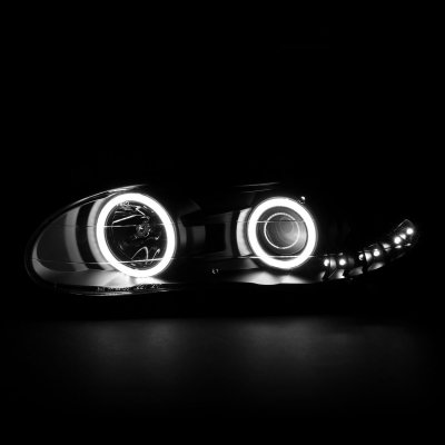 Chevy Camaro 1998-2002 Black Projector Headlights Halo and LED