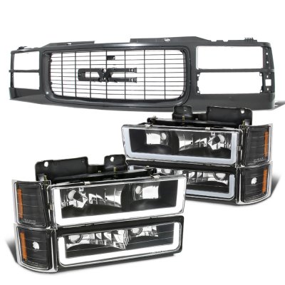 1994 GMC Jimmy Full Size Black Grille LED DRL Headlights Bumper Lights
