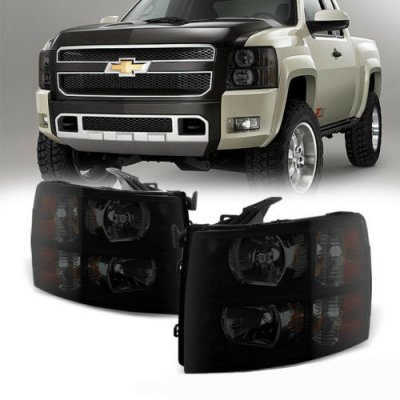 Chevy Silverado 2007-2013 Black Smoked Headlights