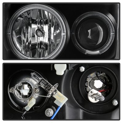 Ford F250 Super Duty 2008-2010 Black Dual Halo Projector Headlights