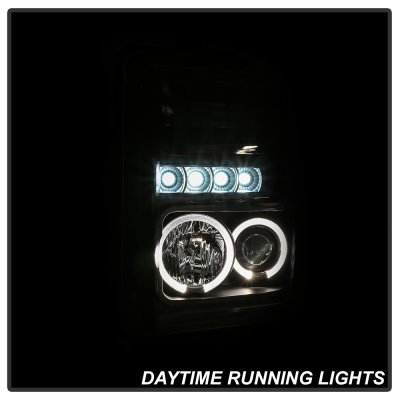 Ford F250 Super Duty 2008-2010 Black Dual Halo Projector Headlights