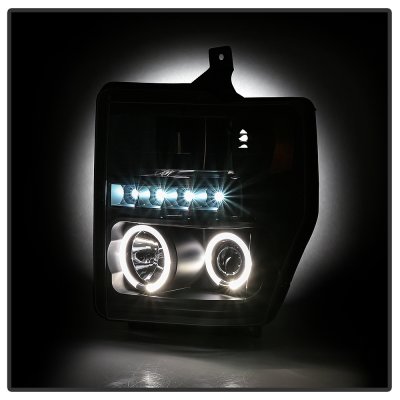 Ford F250 Super Duty 2008-2010 Black Dual Halo Projector Headlights
