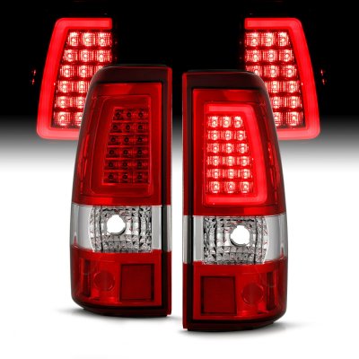 GMC Sierra 2500 1999-2004 Red and Clear LED Tube Tail Lights
