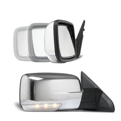 Dodge Ram 1500 2013-2018 Chrome Power Folding Side Mirrors LED Signal