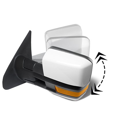 Toyota Tundra 2007-2021 White Power Folding Tow Mirrors LED Lights