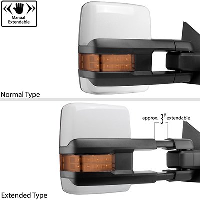 Toyota Tundra 2007-2021 White Power Folding Tow Mirrors LED Lights