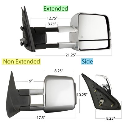 Toyota Tundra 2007-2021 Chrome Towing Mirrors Switchback LED Sequential Signal
