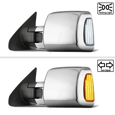 Toyota Tundra 2007-2021 Chrome Towing Mirrors Smoked Switchback LED Sequential Signal