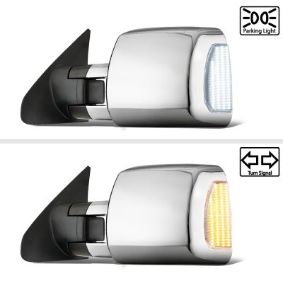 Toyota Tundra 2007-2021 Chrome Power Folding Tow Mirrors Switchback LED Sequential Signal