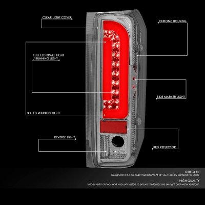 Ford F250 1992-1996 Chrome Tube LED Tail Lights
