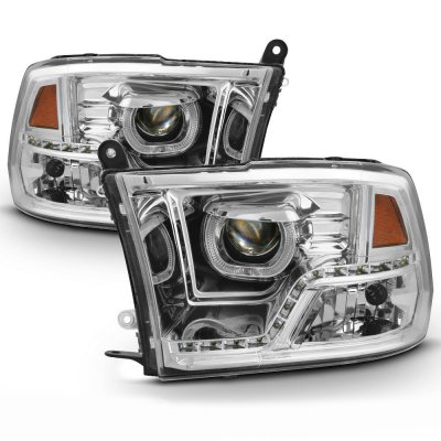 Dodge Ram 1500 2009-2018 Clear Halo Projector Headlights LED DRL