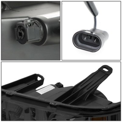 GMC Sierra 2007-2013 Smoked Halo Bar Projector Headlights LED DRL