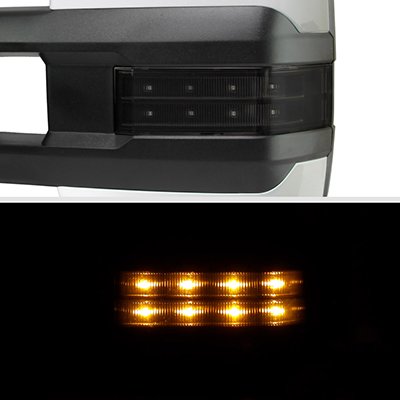 Dodge Ram 1500 2009-2018 White Power Fold Tow Mirrors Smoked LED Lights