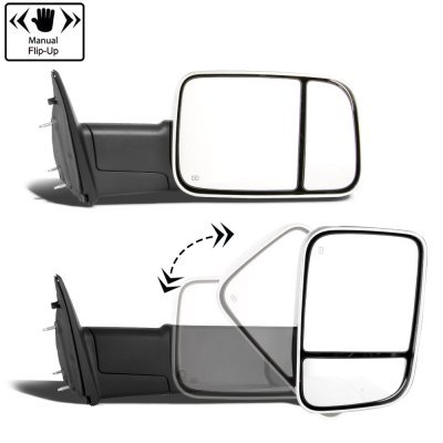 Dodge Ram 2500 2003-2009 Chrome Power Folding Towing Mirrors Conversion Clear LED Signal