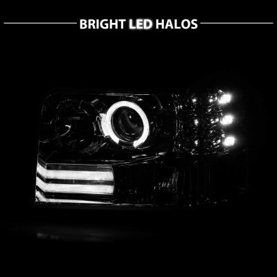 Ford F250 1992-1996 Chrome Halo Projector Headlights with LED