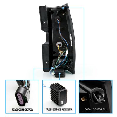 Chevy Suburban 2007-2014 Black Smoked LED Tube Tail Lights