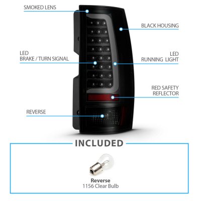 Chevy Suburban 2007-2014 Black Smoked LED Tube Tail Lights