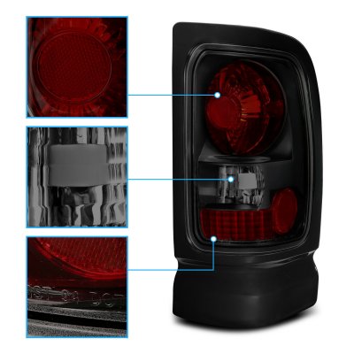 Dodge Ram 3500 1994-2002 Black Smoked Custom Tail Lights