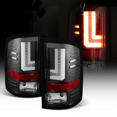 GMC Sierra 2014-2018 Black L-Tube LED Tail Lights
