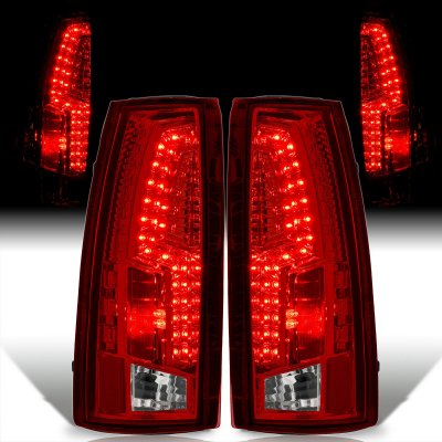 GMC Sierra 1988-1998 LED Tail Lights Red Clear