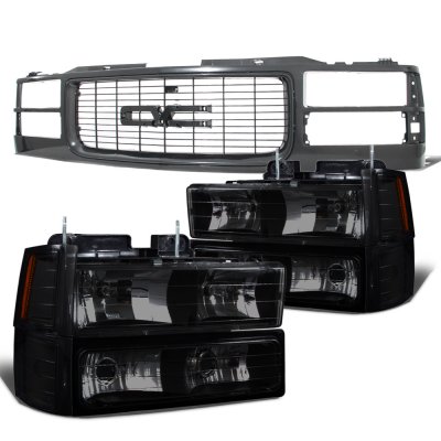 1994 GMC Jimmy Full Size Black Grille Black Smoked Headlights Set