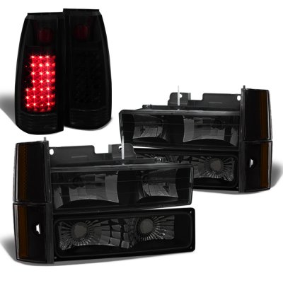 Chevy Blazer Full Size 1992-1993 Black Smoked Headlights LED Tail Lights