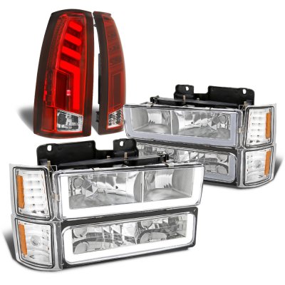 Chevy 2500 Pickup 1988-1993 DRL Headlights Set Custom Tube LED Tail Lights