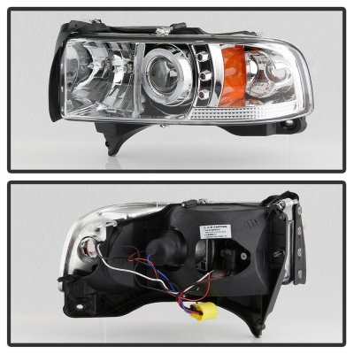 Dodge Ram 1994-2001 Clear Halo Projector Headlights with LED