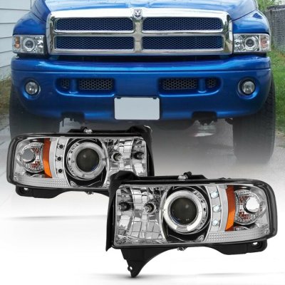 Dodge Ram 1994-2001 Clear Halo Projector Headlights with LED