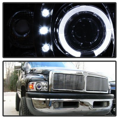 Dodge Ram 1994-2001 Clear Halo Projector Headlights with LED