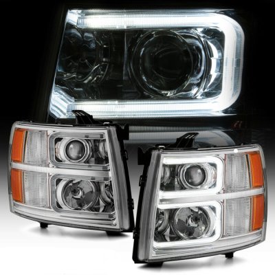 Chevy Silverado 2007-2013 LED DRL Projector Headlights
