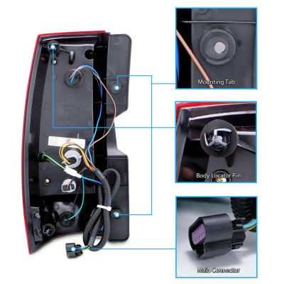 GMC Yukon 2007-2014 Red and Clear LED Tail Lights