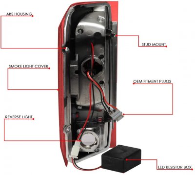 Ford Bronco 1989-1996 Red Tube LED Tail Lights