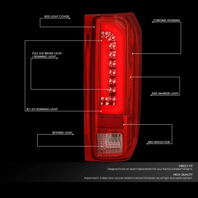 Ford Bronco 1989-1996 Red Tube LED Tail Lights